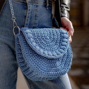 woman crossbody bag, little bag, blue crossbody, b